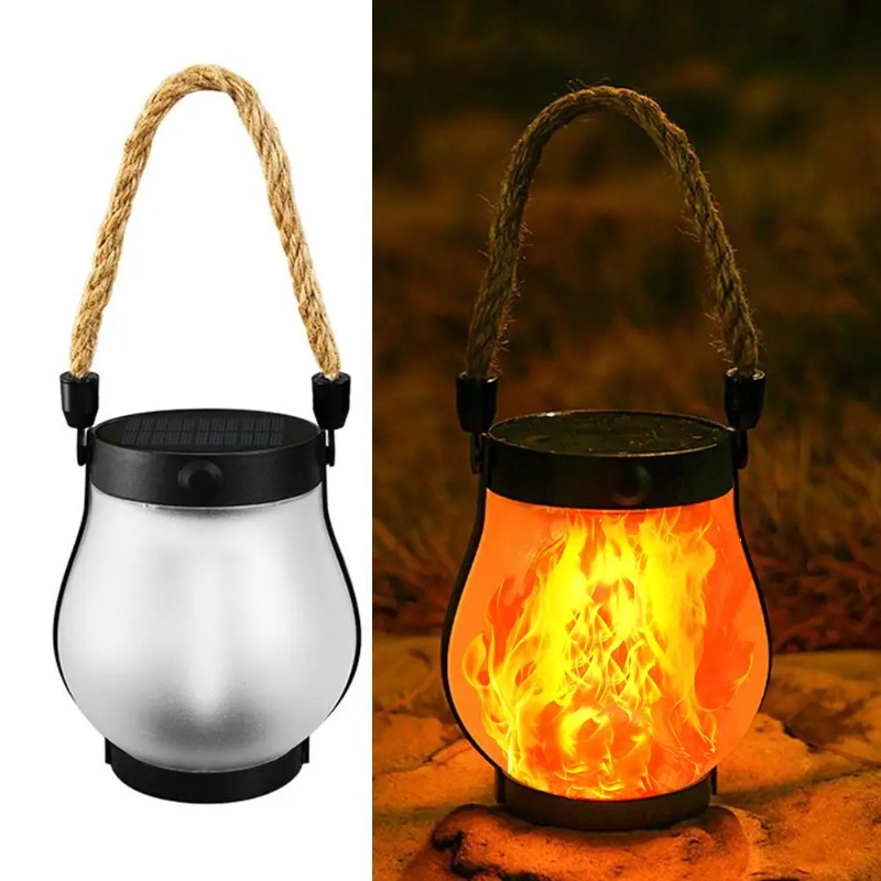 Outdoor Camping Decor - Solar Flame Lamp USB Rechargeable Camping