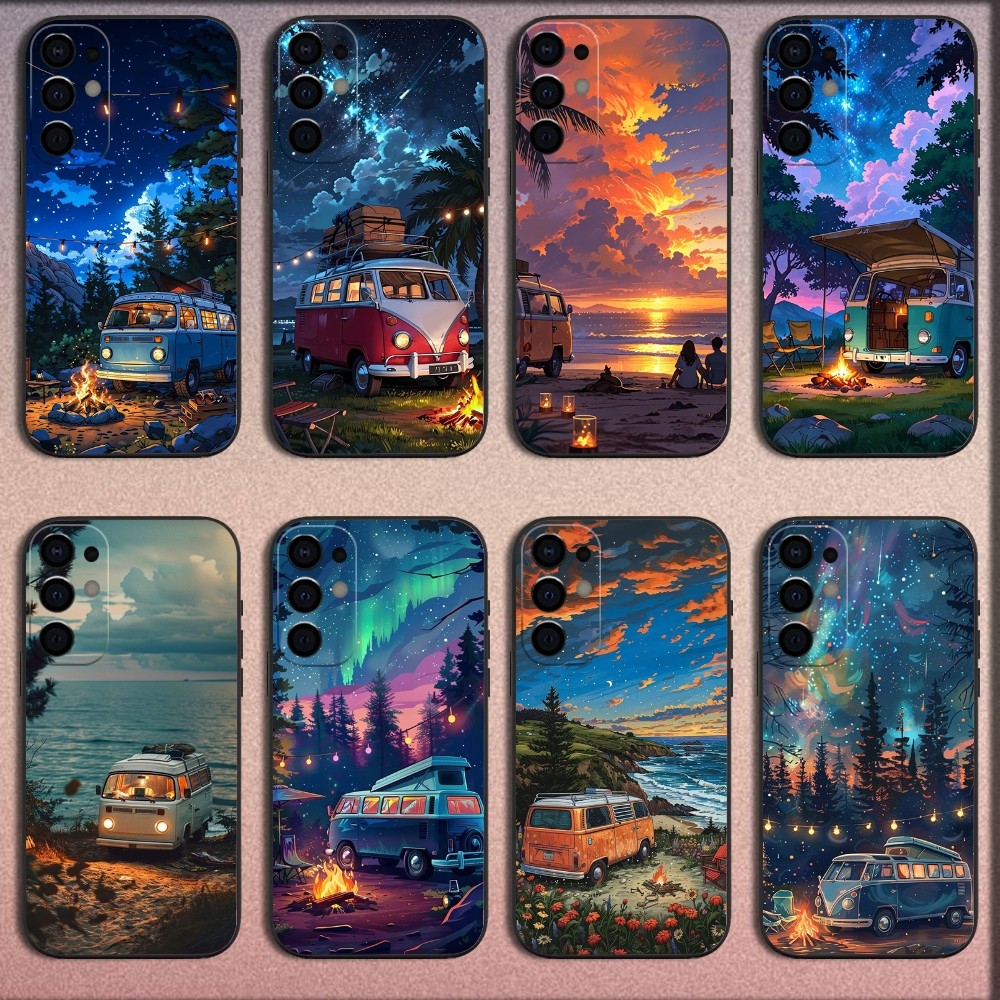 Outdoor Camping Anime - Combi Van Car Outdoor Camping Phone