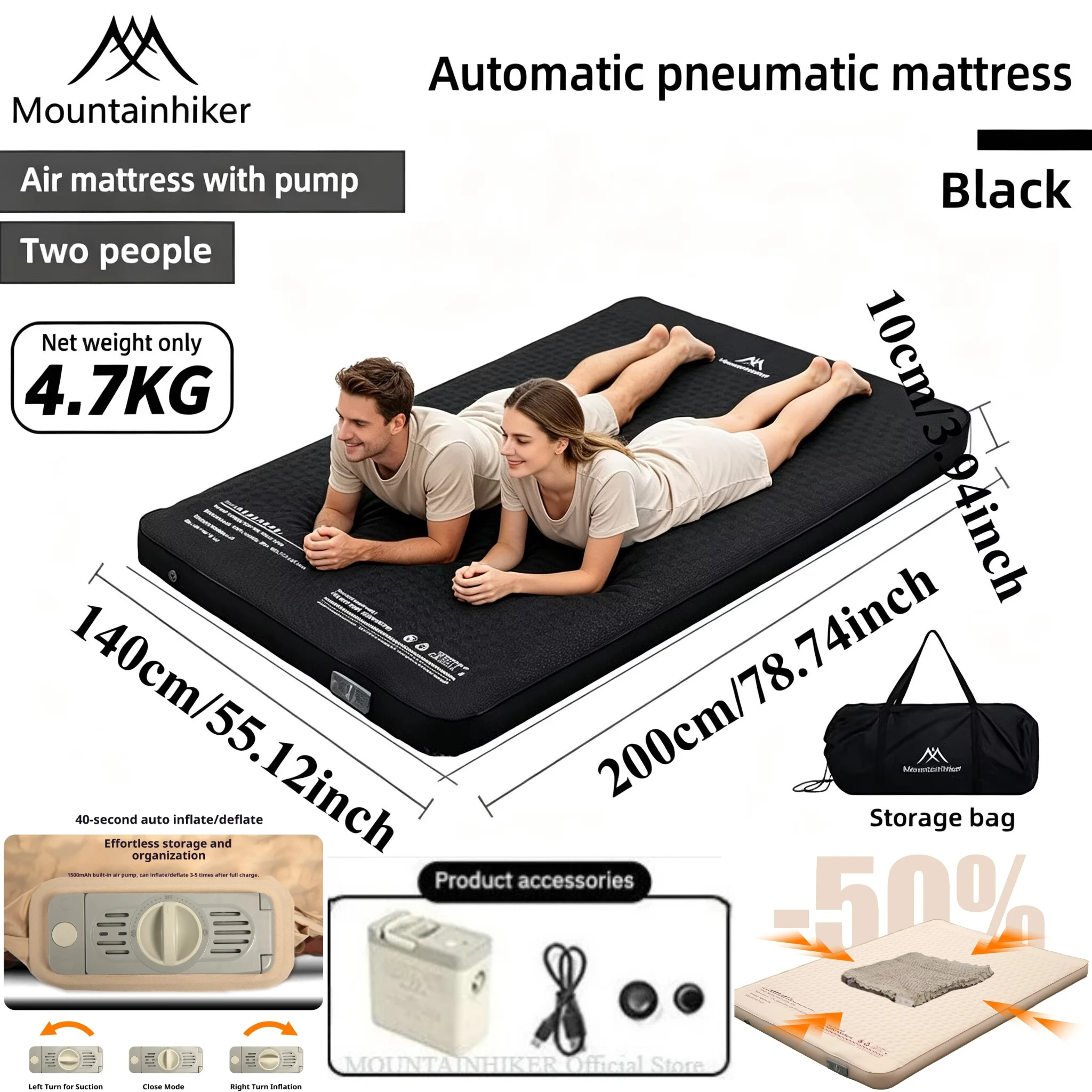 Outdoor Camping Quilt - MOUNTAINHIKER Inflatable Mattress Cheese Camp Bed