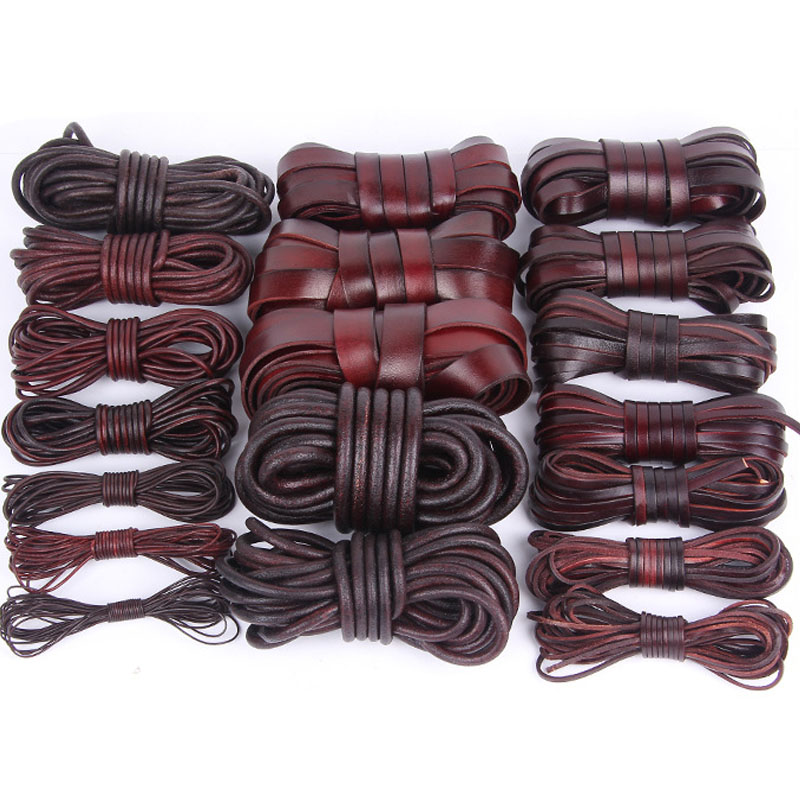 Paracord Bracelet - 2Meter 1-20mm Retro Genuine Leather Cord