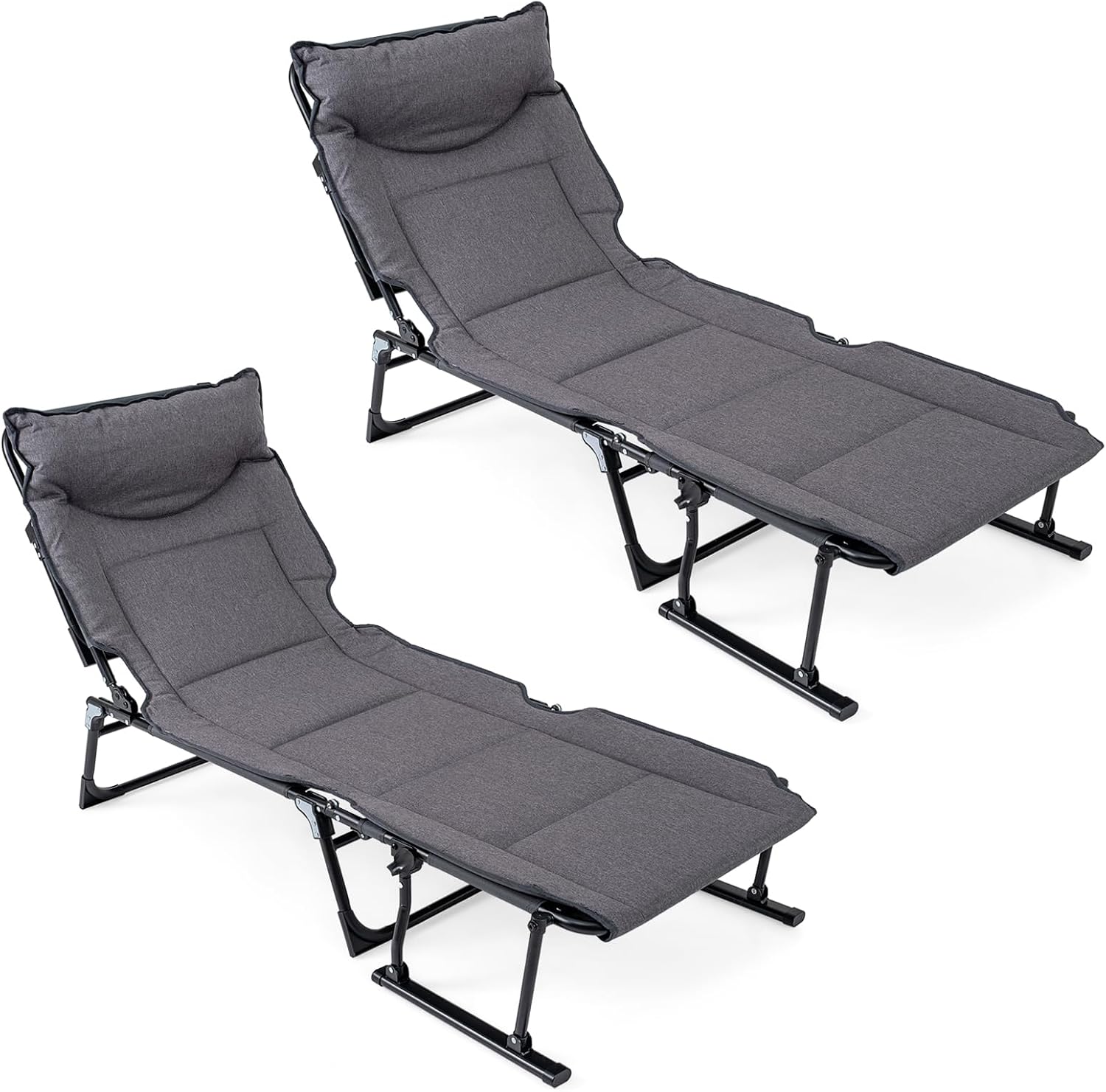 Outdoor Camping Recliner Chairs - Folding Patio Lounge Chair Set Of