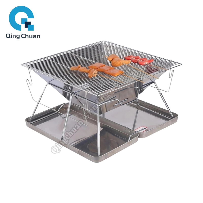 Outdoor Camping Backpack - Camping Grill Charcoal Stove Folding Stainless