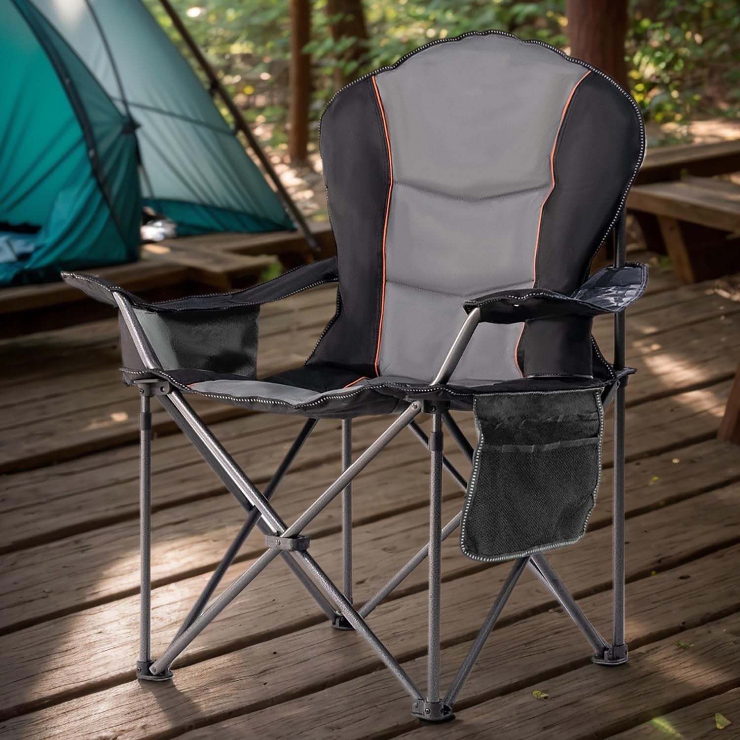 Outdoor Oversized Camping Chair - Oversized Folding Camping Chair with Attached