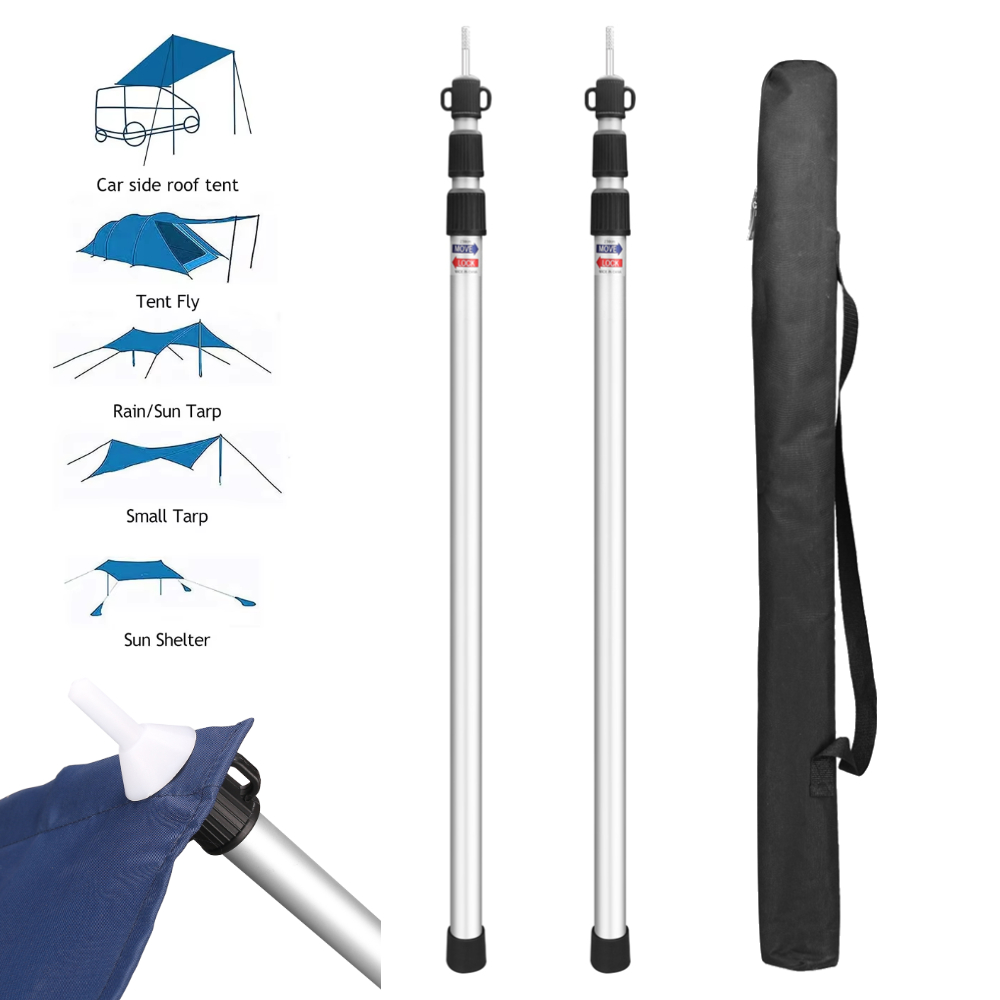 Waterproof Tarp Shelter - Aluminium Telescoping Tarp Poles 90-230CM Waterproof