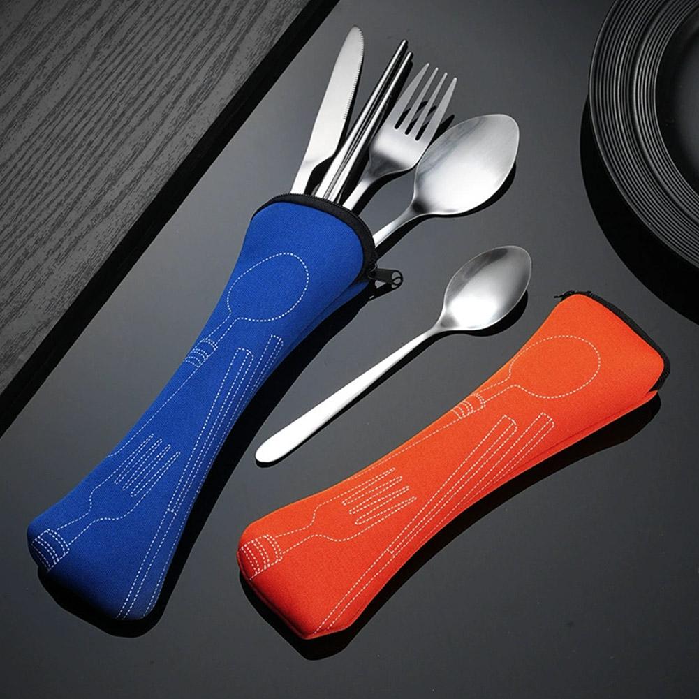 Camp Utensil Set - Picnic Set Tableware Washable with Zipper