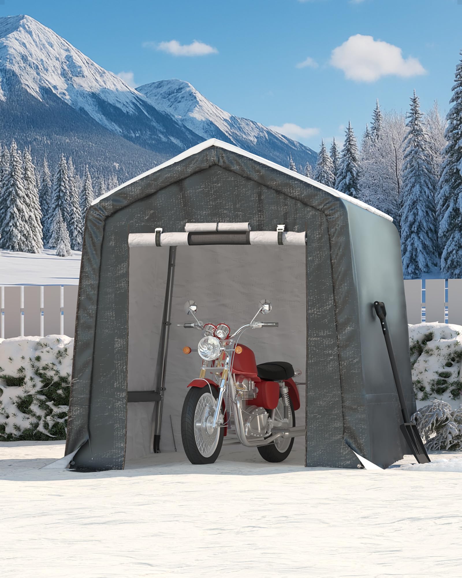 Waterproof Tarp Shelter - 6FT*8FT Outdoor Portable Storage Shed with