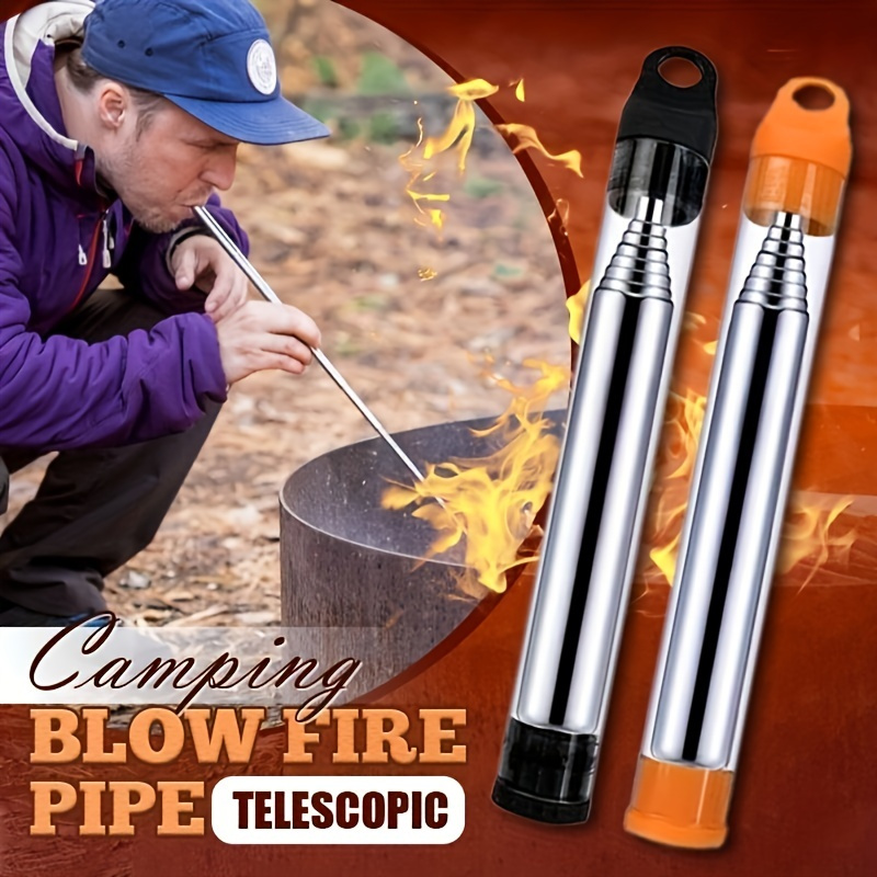 Travel Outdoor Camping Youtube - 2pcs Stainless Steel Fire Blow Tube,
