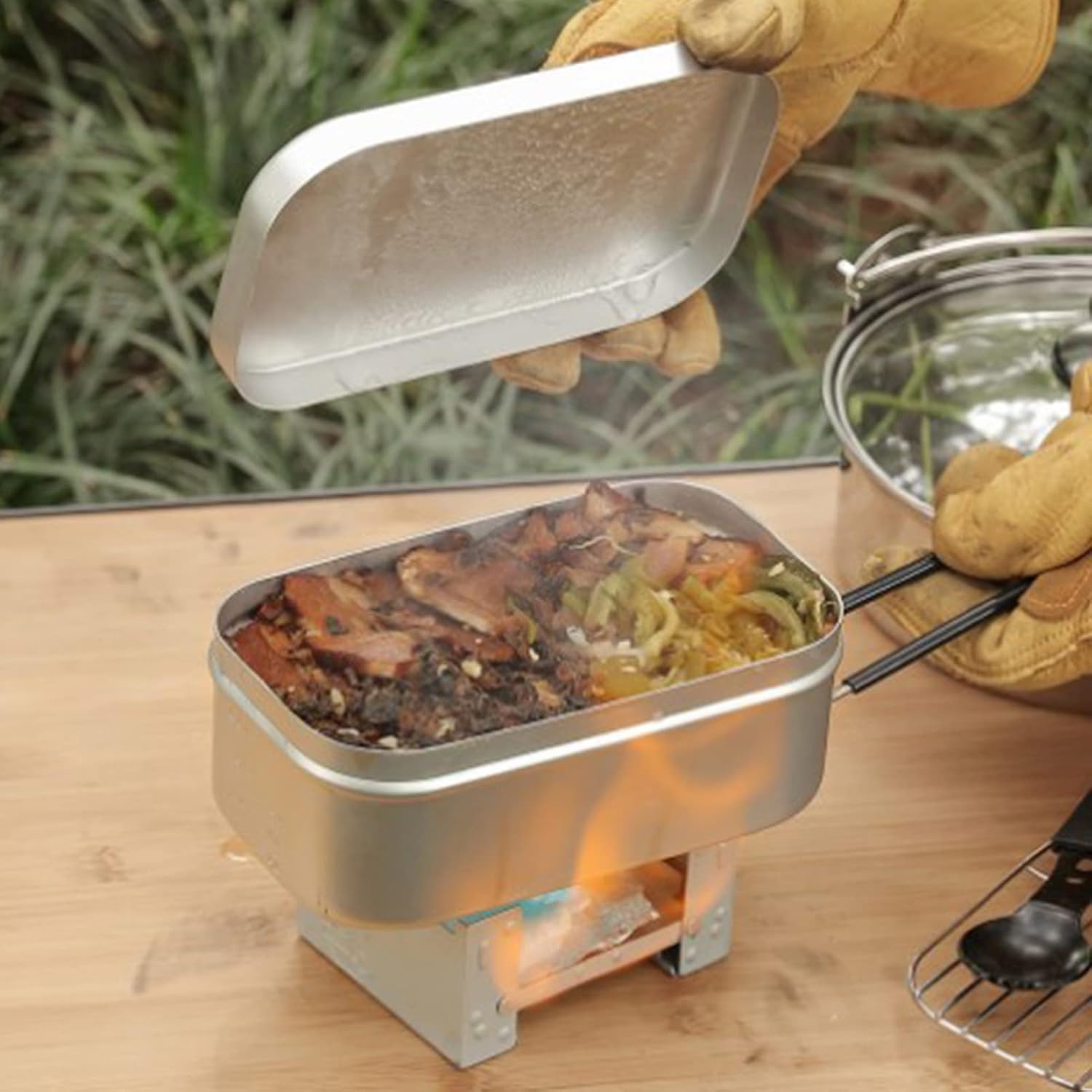 Camp Utensil Set - Foldable Bento Box Handle, Lunch Container
