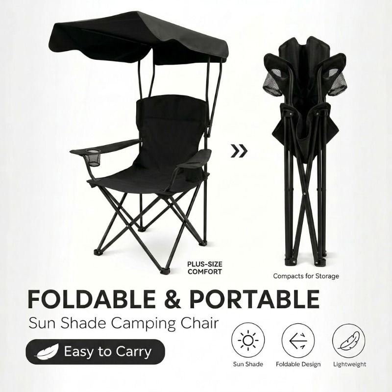 Outdoor Camping Lounge Chairs - Outdoor Camping Chair With Awning, Foldable