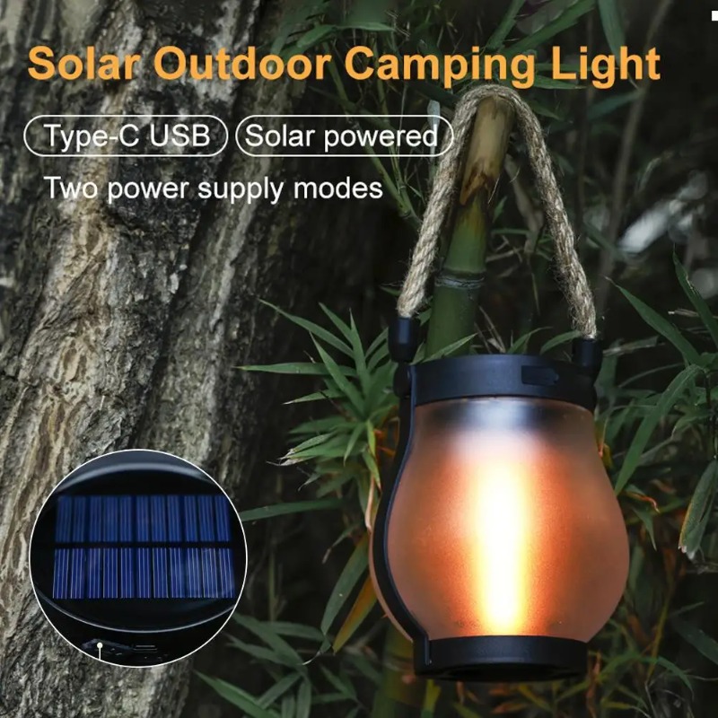 Solar Flame Lamp USB Rechargea - Outdoor Camping Decor recension och pris