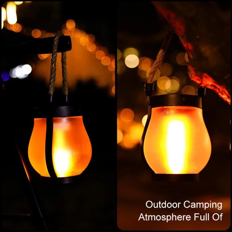 Solar Flame Lamp USB Rechargea - Outdoor Camping Decor recension och pris