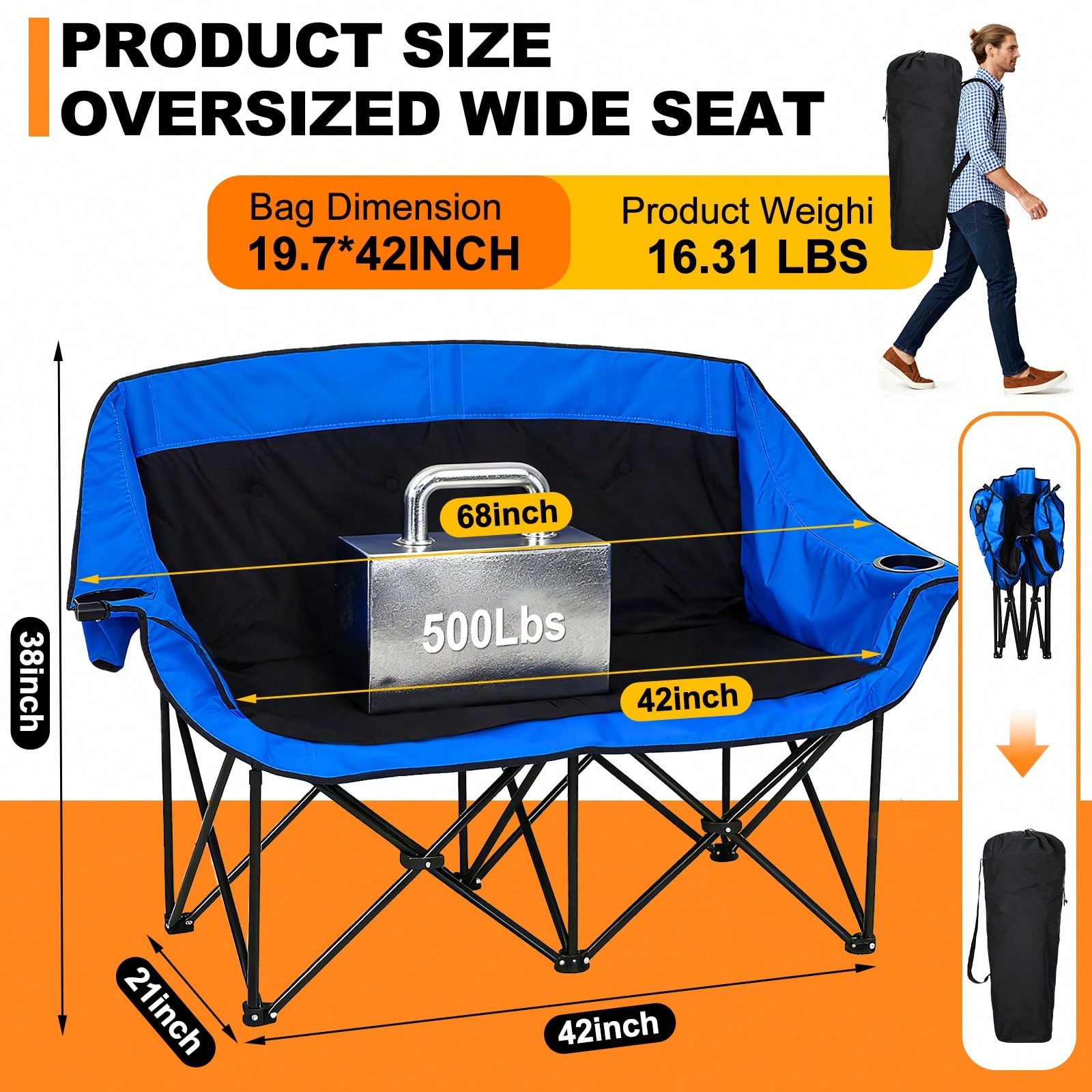 Heated Double Camping Chair He - Outdoor Oversized Camping Chair recension och pris