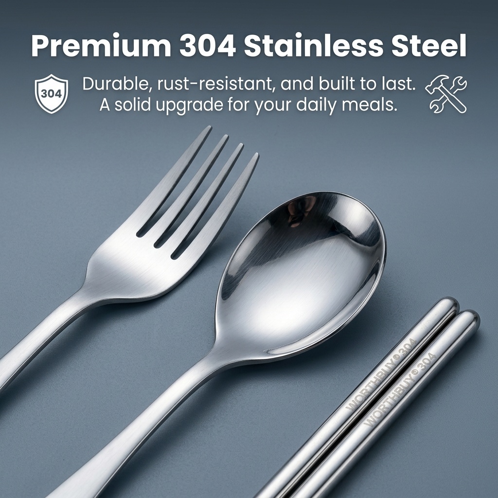 Portable Cutlery Set Stainless - Camp Utensil Set recension och pris