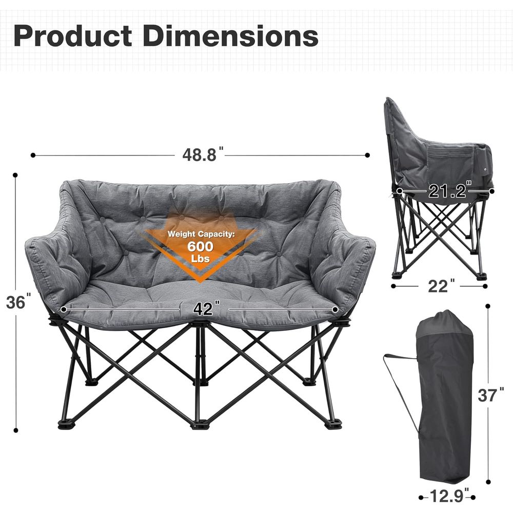 Heavy-Duty Oversized Padded 2- - Outdoor Oversized Camping Chair recension och pris