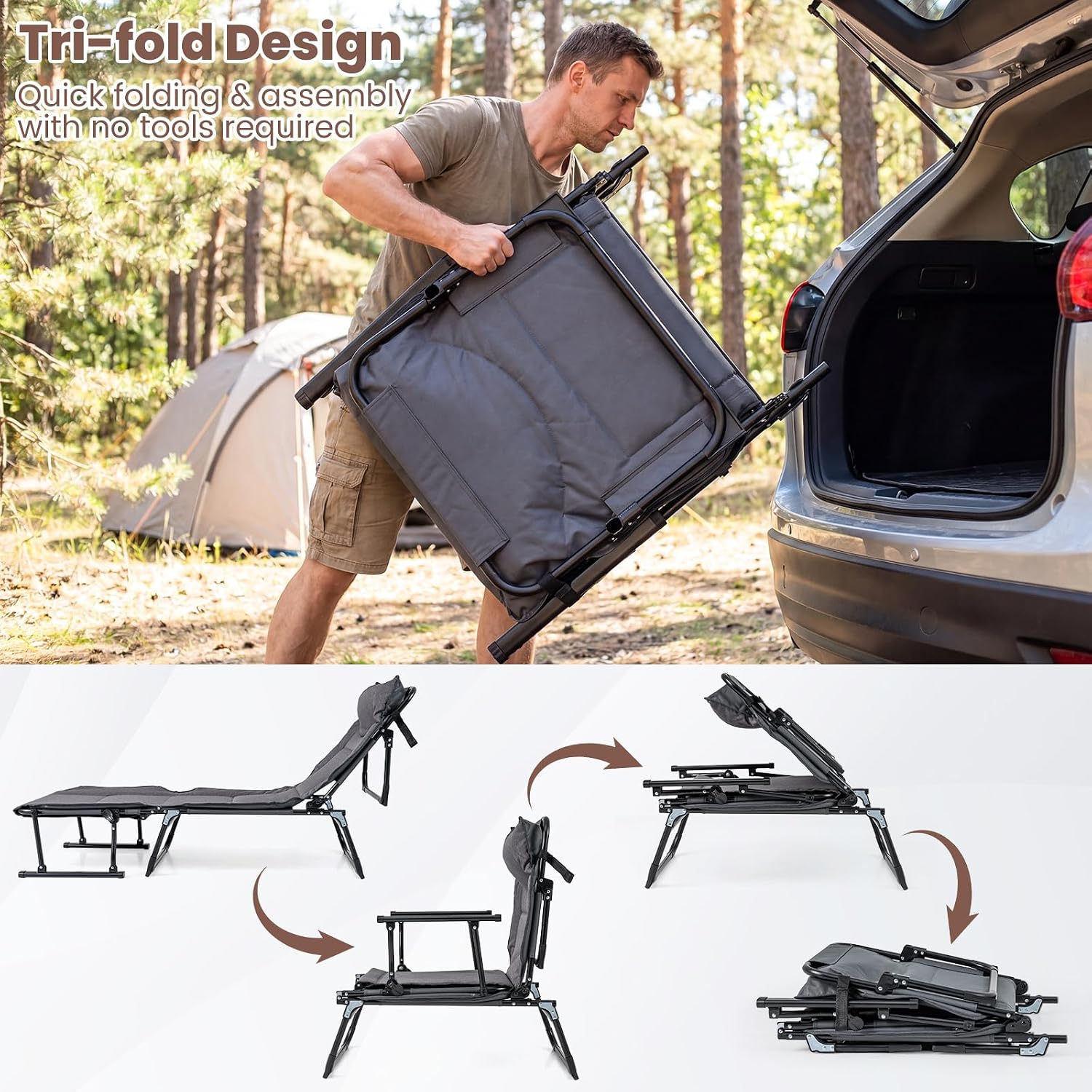 Folding Patio Lounge Chair Set - Outdoor Camping Recliner Chairs recension och pris