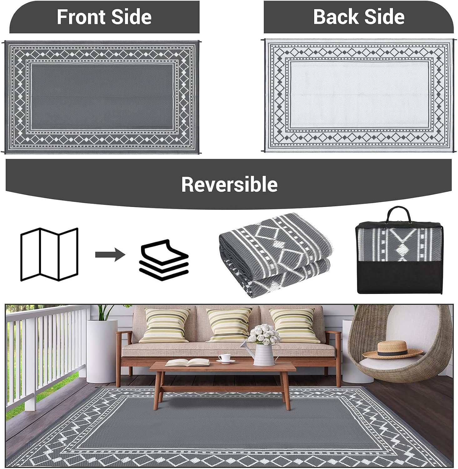 9x18 Waterproof Reversible Out - Outdoor Camping Rugs 9X18 recension och pris