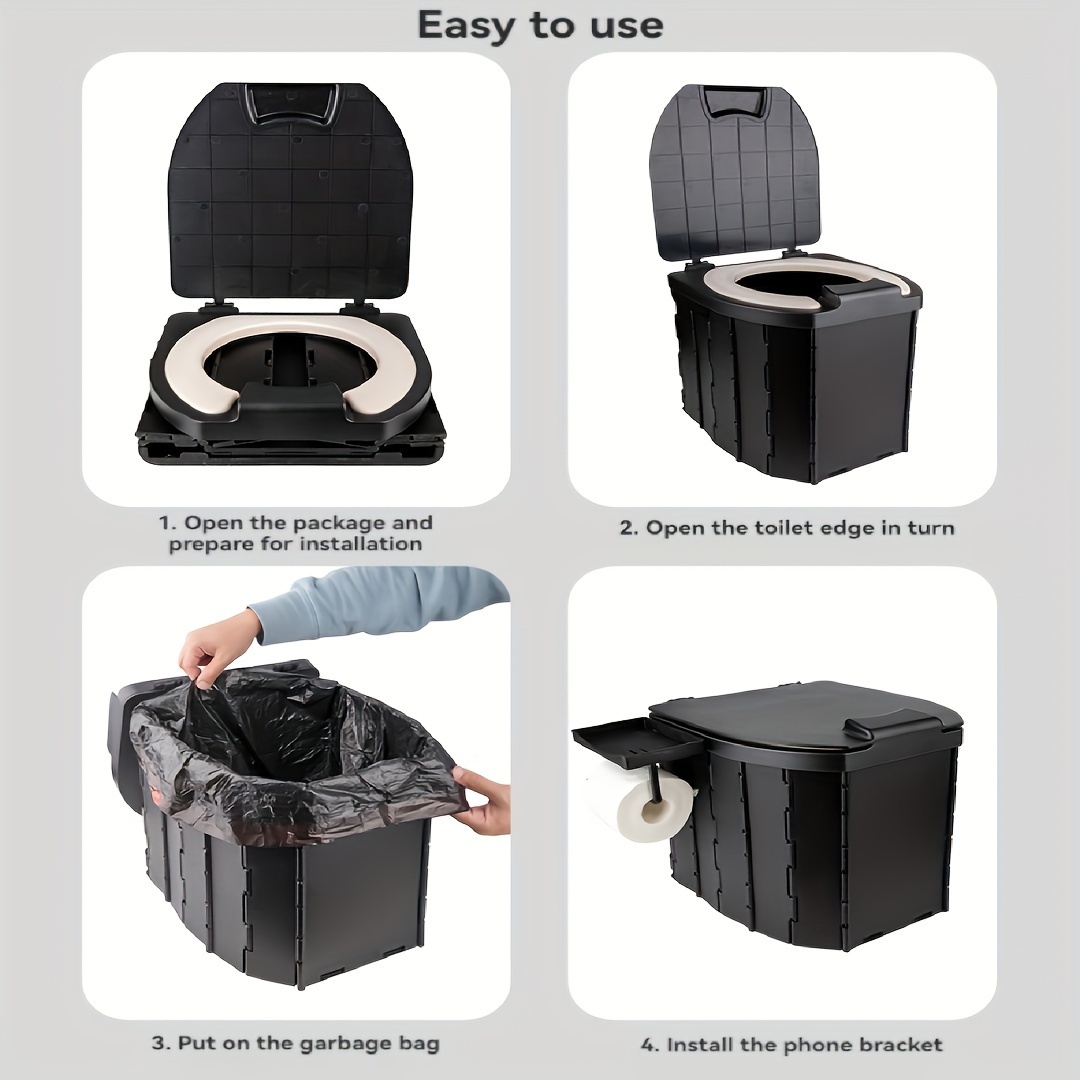 Portable Folding Toilet with P - Outdoor Camping Quilt recension och pris