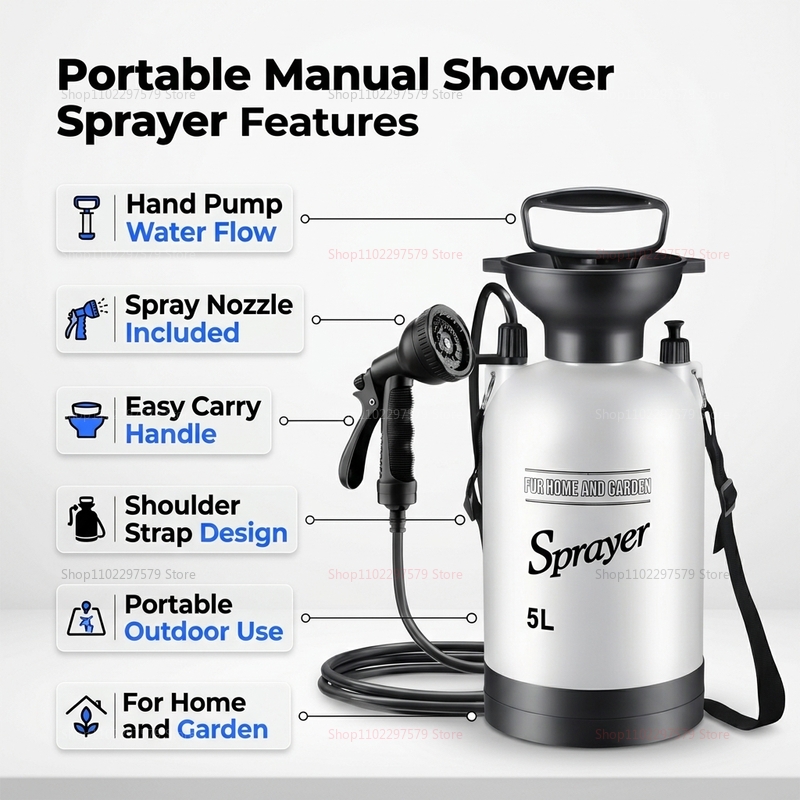 Portable Camping Shower 5L Man - Outdoor Camping Backpack recension och pris