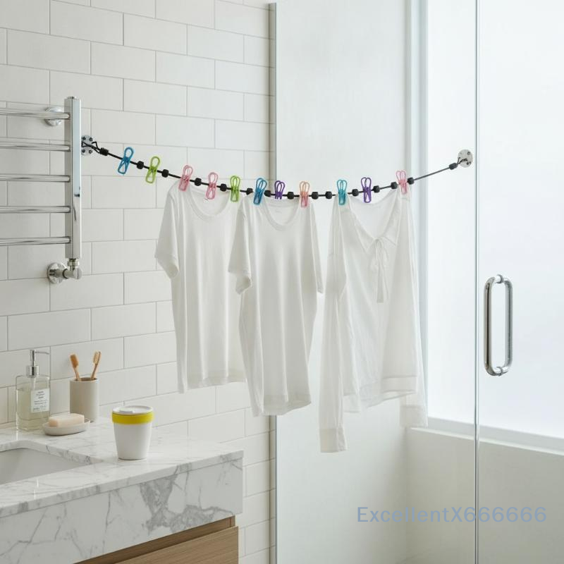 Elastic Clothesline with Clips - Outdoor Camping Bathroom recension och pris