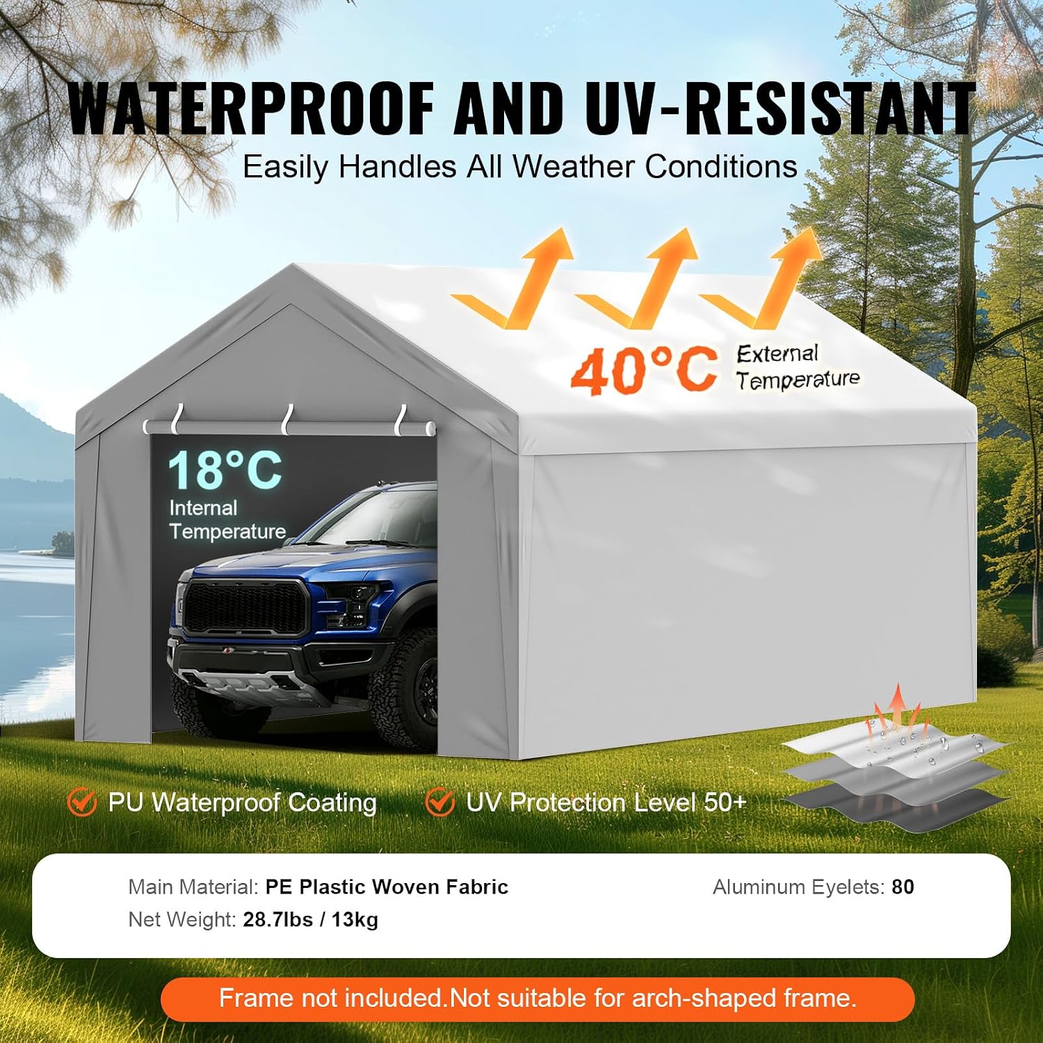 Carport Replacement Canopy Cov - Waterproof Tarp Shelter recension och pris