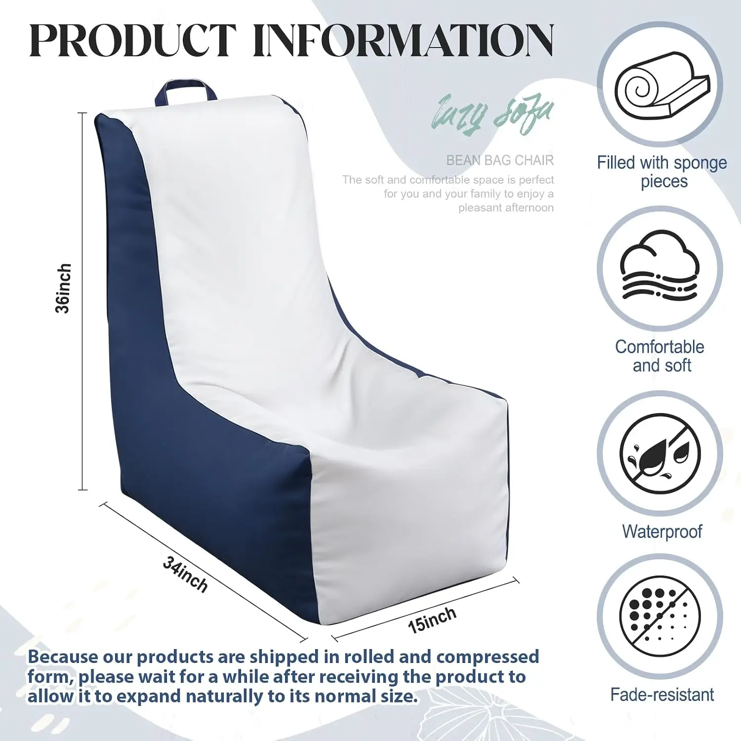 1 Pcs Boat Bean Bag Chair Loun - Outdoor Camping Lounge Chairs recension och pris