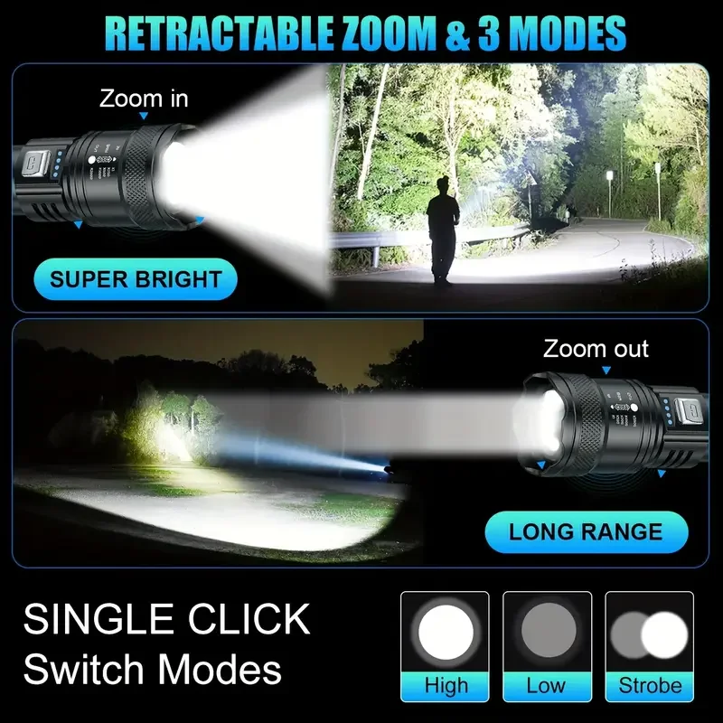 Tactical LED Flashlight 2000LM - Outdoor Camping Decor recension och pris