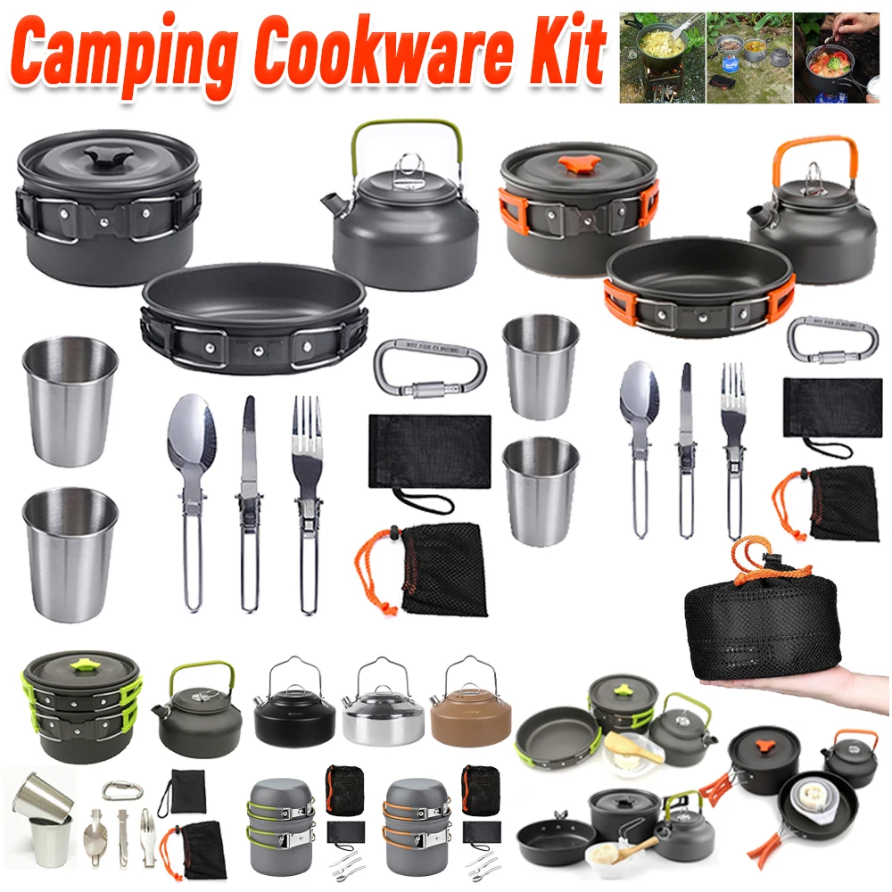 Camping Cookware Kit Kettle Po - Camp Utensil Set recension och pris