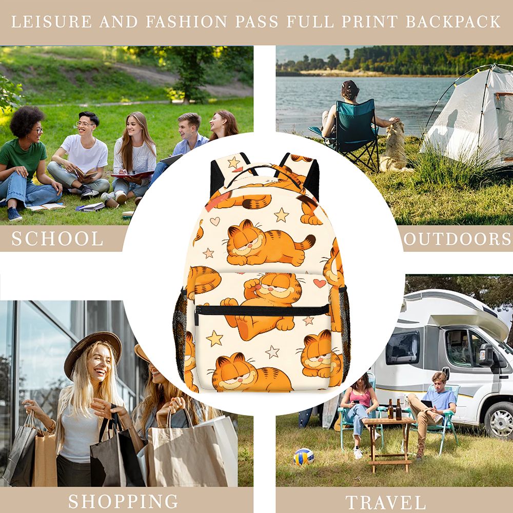 Funny Lazy Garfield Backpack S - Outdoor Camping Backpack recension och pris